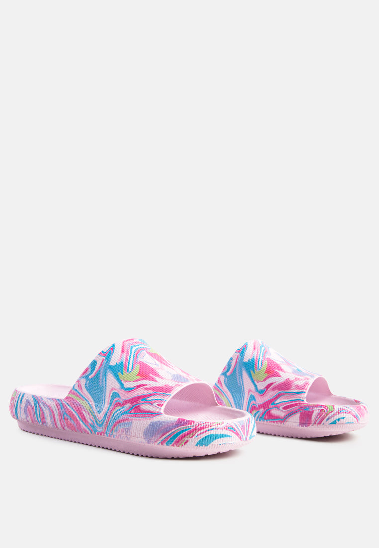 women pink marbling dip dye slides#color_pink