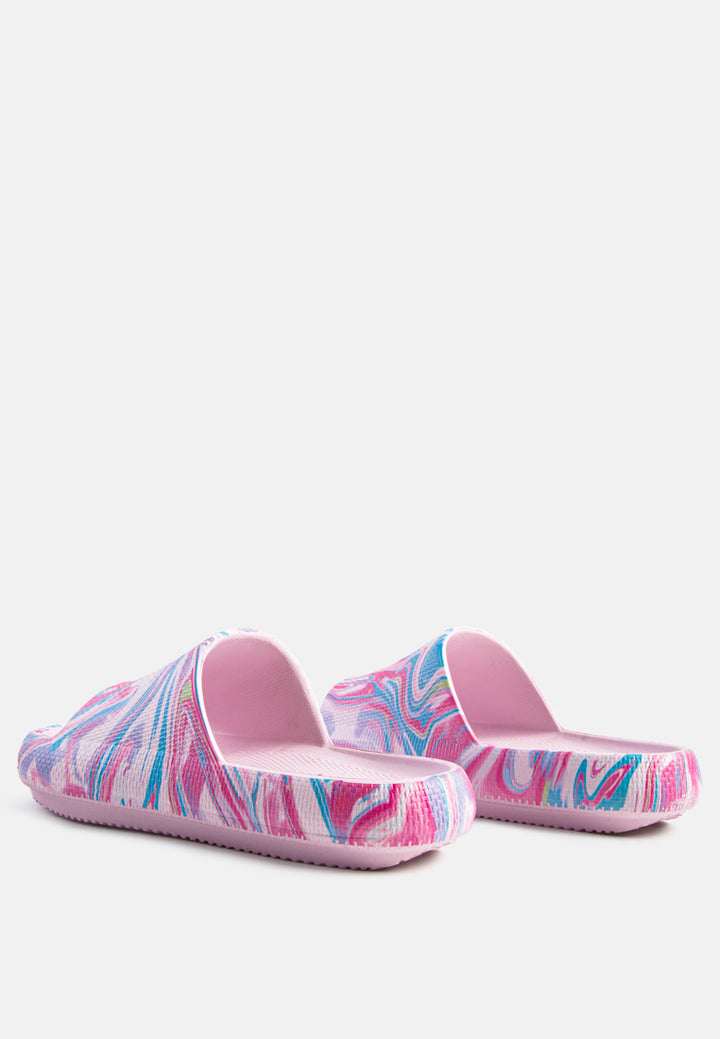women pink marbling dip dye slides#color_pink