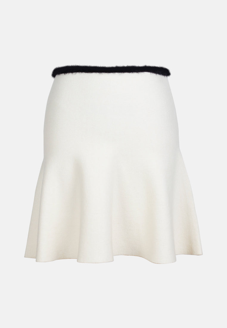 women casual knit skirt#color_white