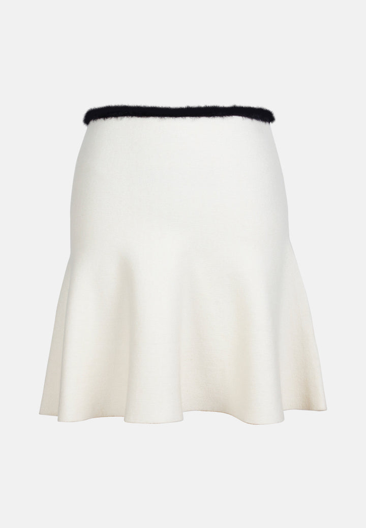 women casual knit skirt#color_white