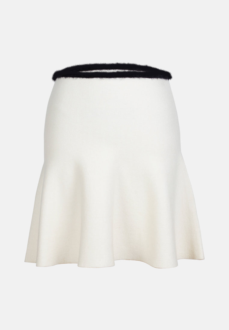 women casual knit skirt#color_white