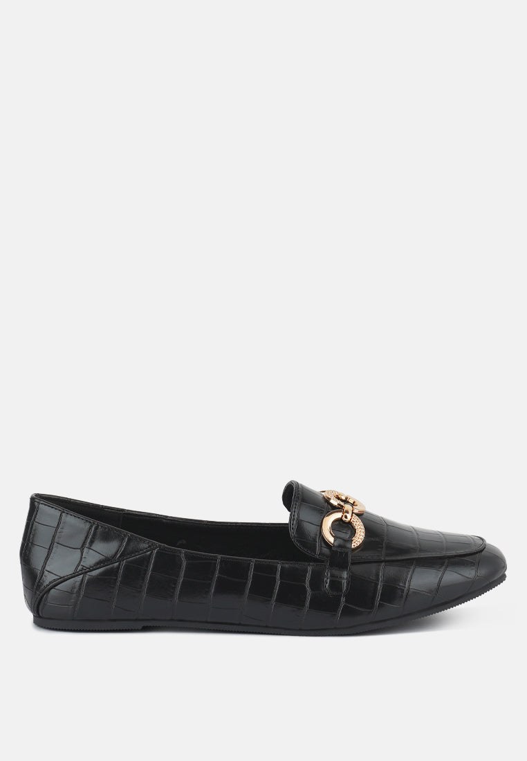 women velvet diamante buckle casual loafers#color_black