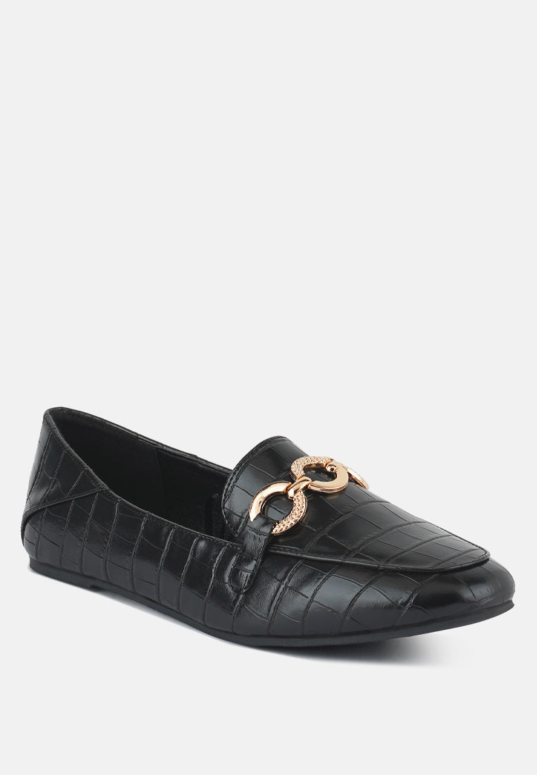 women velvet diamante buckle casual loafers#color_black