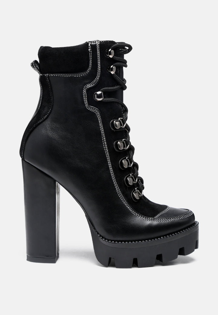 Women High Heel Lace Up Biker Boot