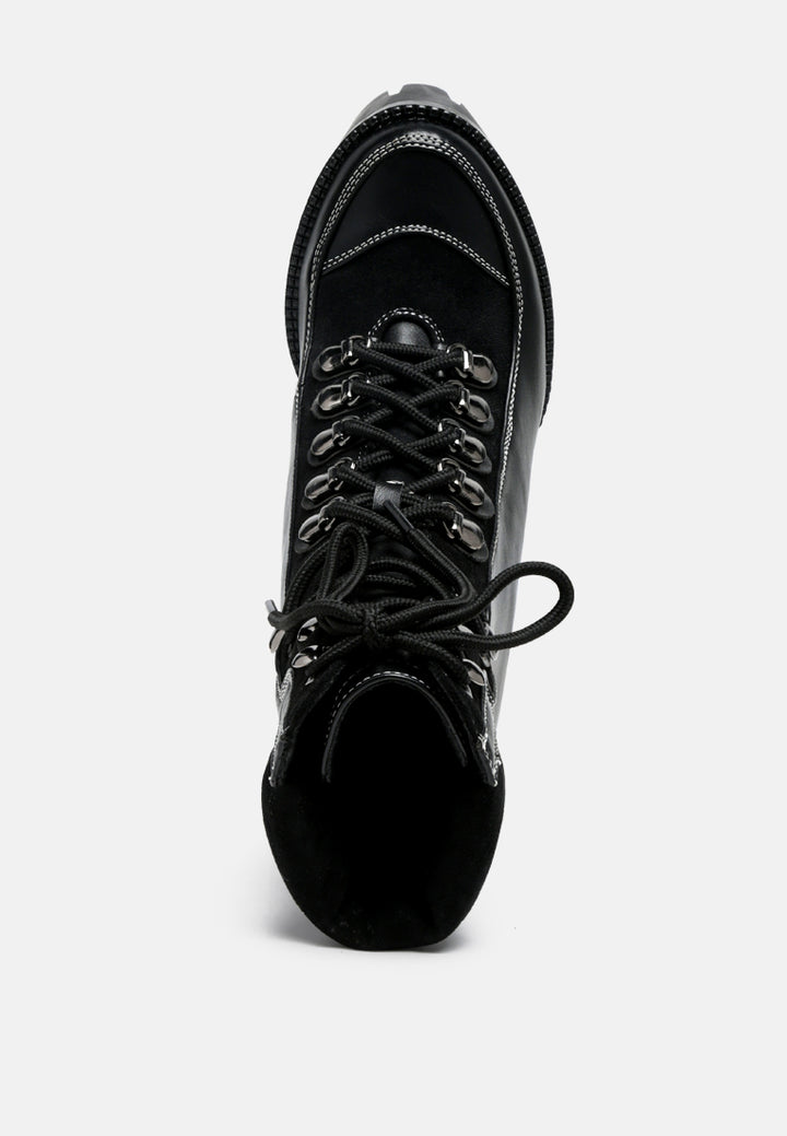 Women High Heel Lace Up Biker Boot