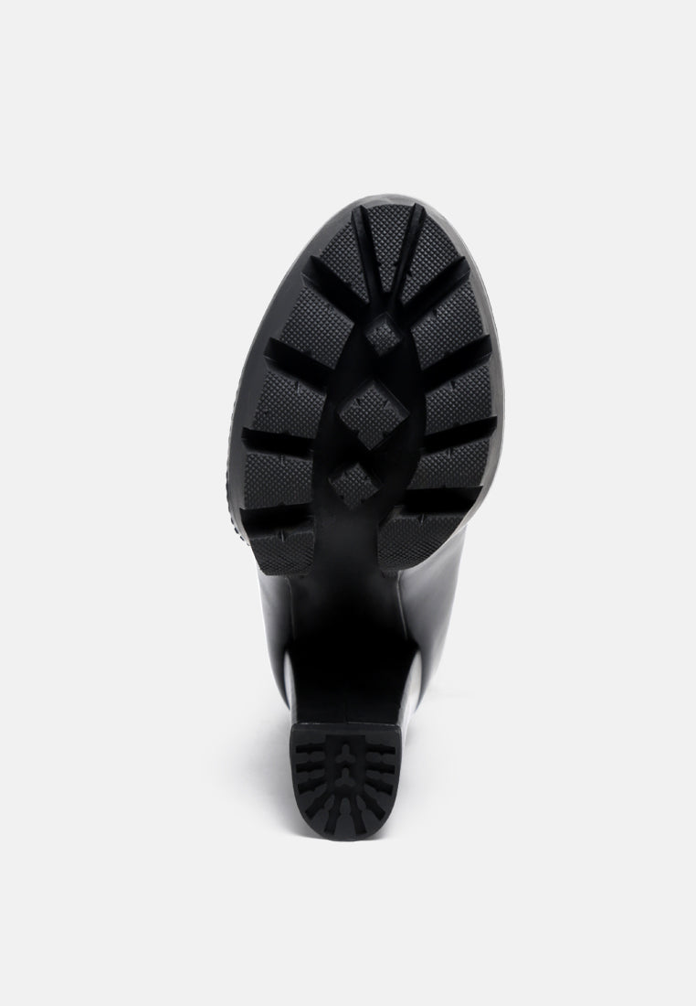 Women High Heel Lace Up Biker Boot