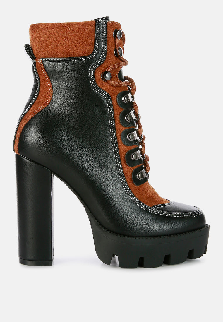 Women High Heel Lace Up Biker Boot