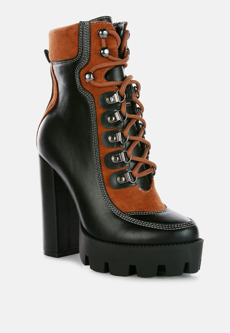 Women High Heel Lace Up Biker Boot