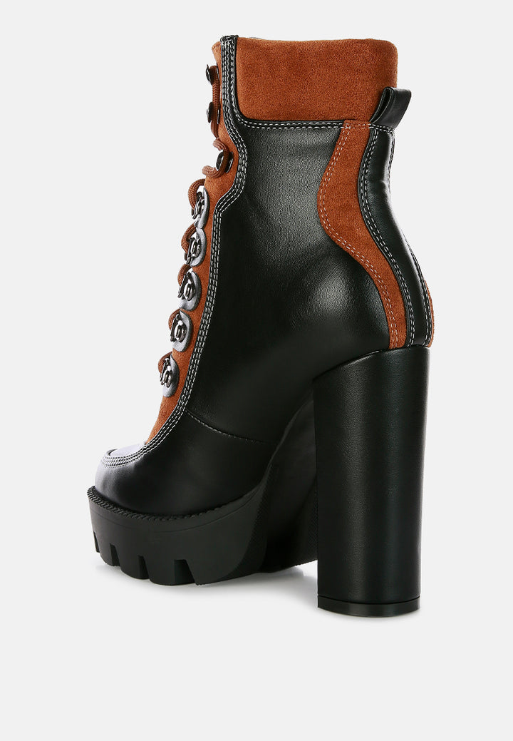 Women High Heel Lace Up Biker Boot