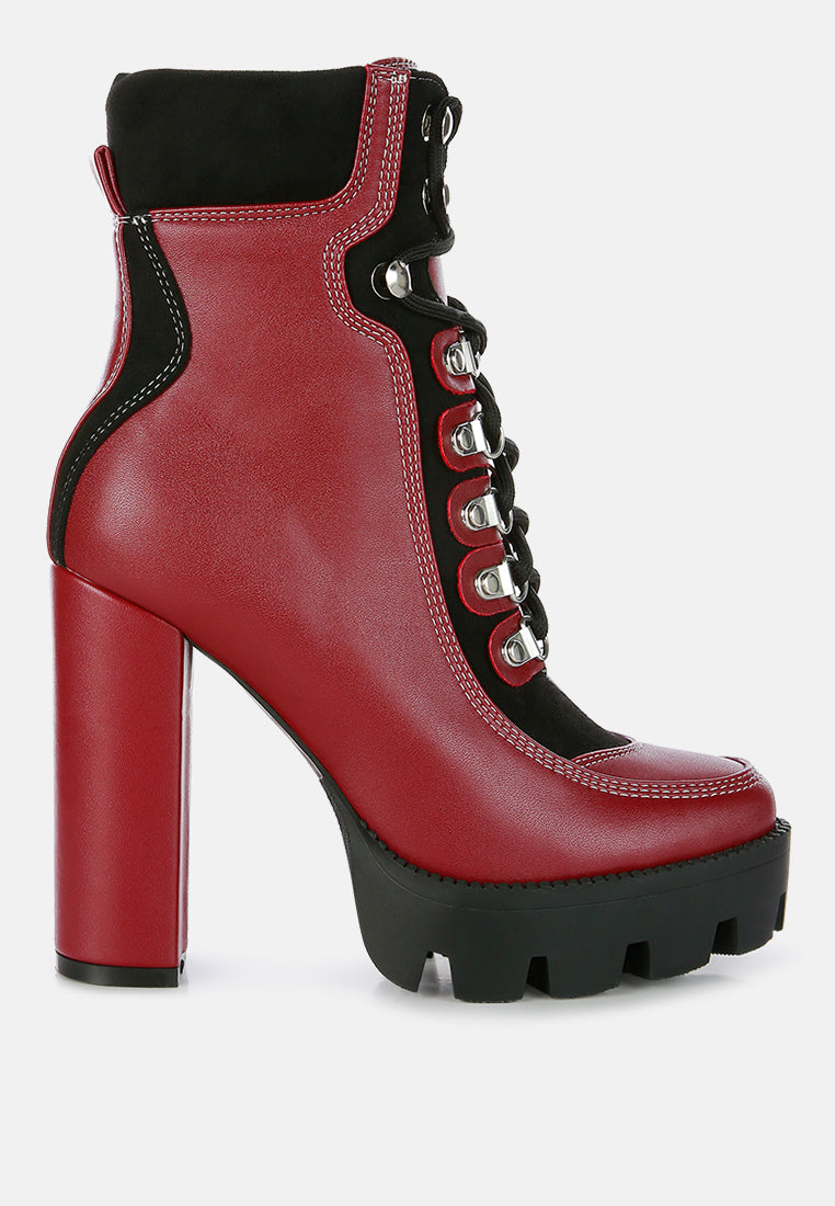Women High Heel Lace Up Biker Boot