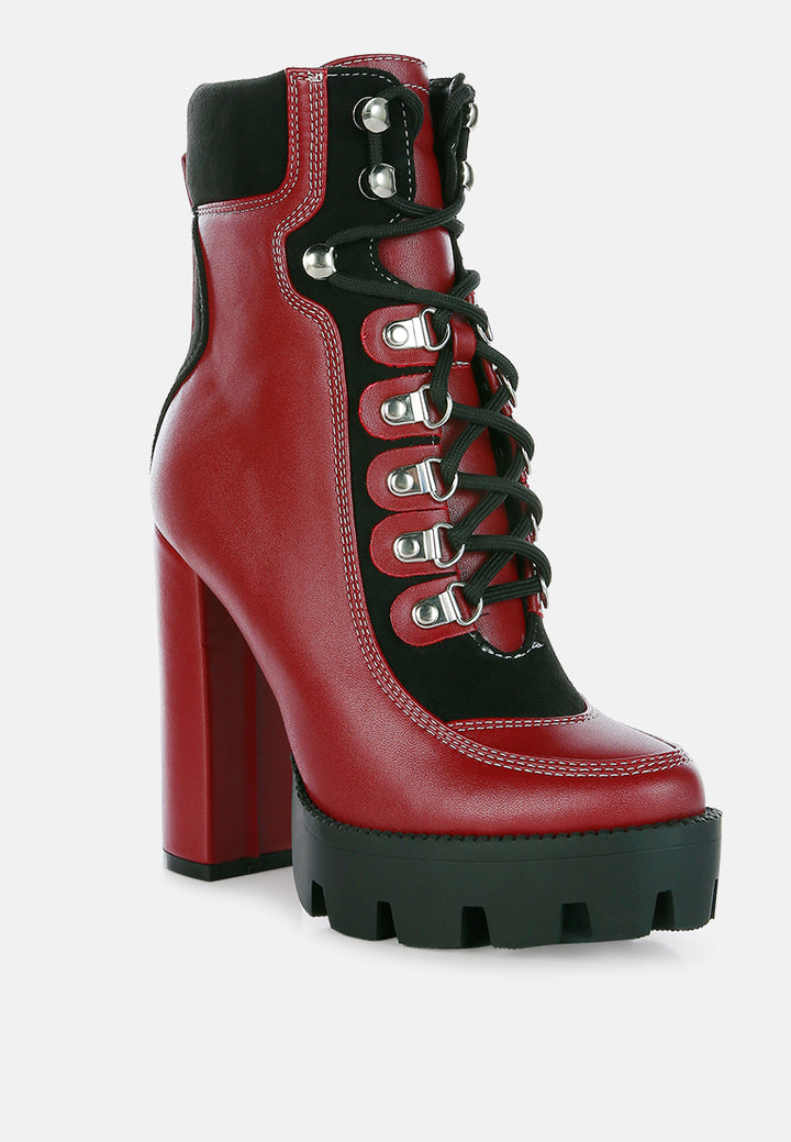 Women High Heel Lace Up Biker Boot