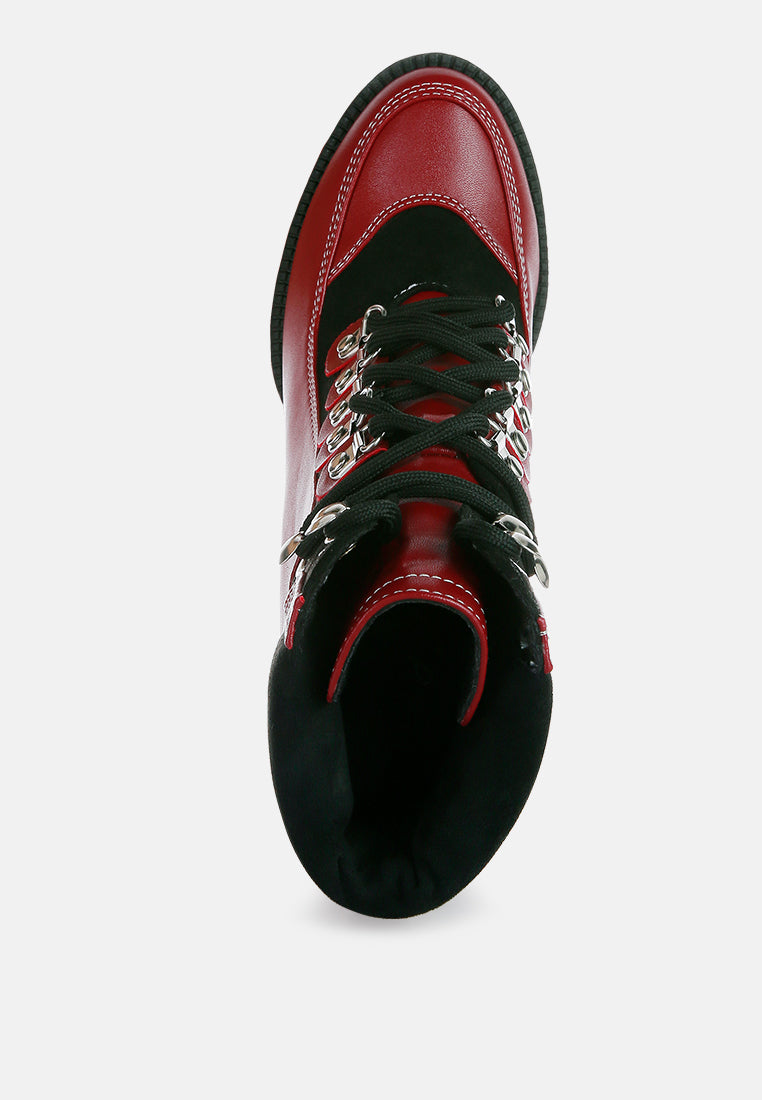 Women High Heel Lace Up Biker Boot