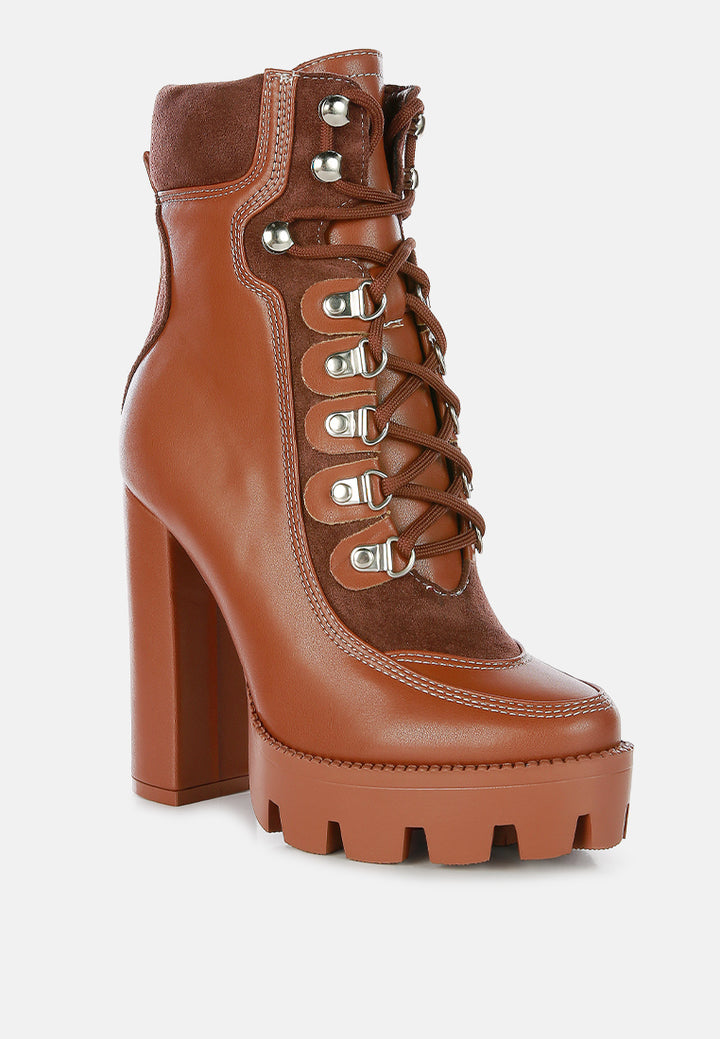 Women High Heel Lace Up Biker Boot