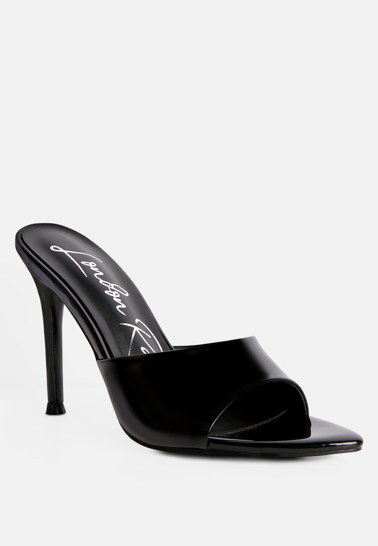 women patent pu high heel sandals#color_black
