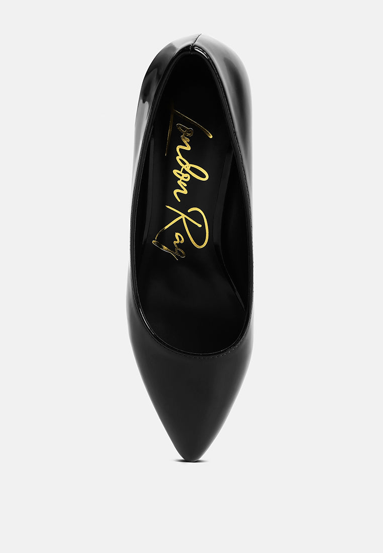 women metallic accent block heel pumps#color_black