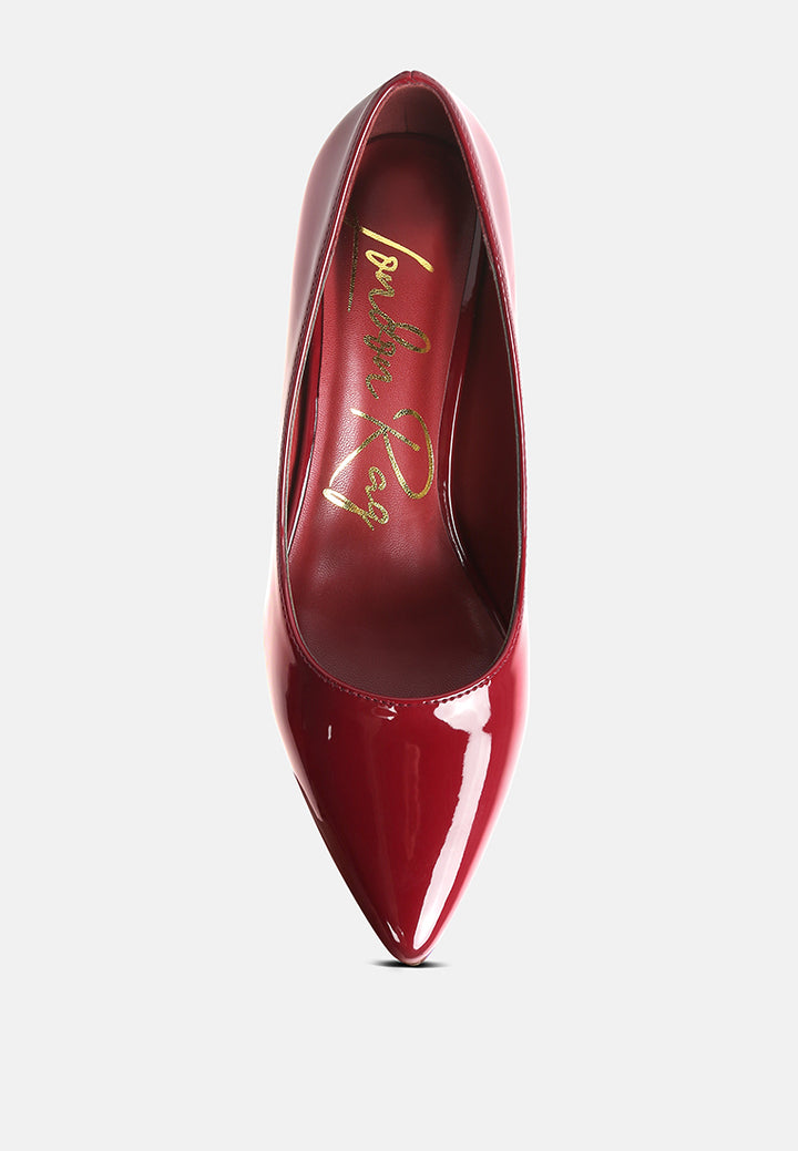 women metallic accent block heel pumps#color_burgundy