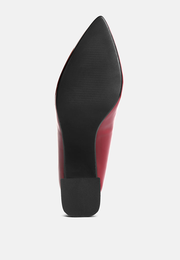 women metallic accent block heel pumps#color_burgundy