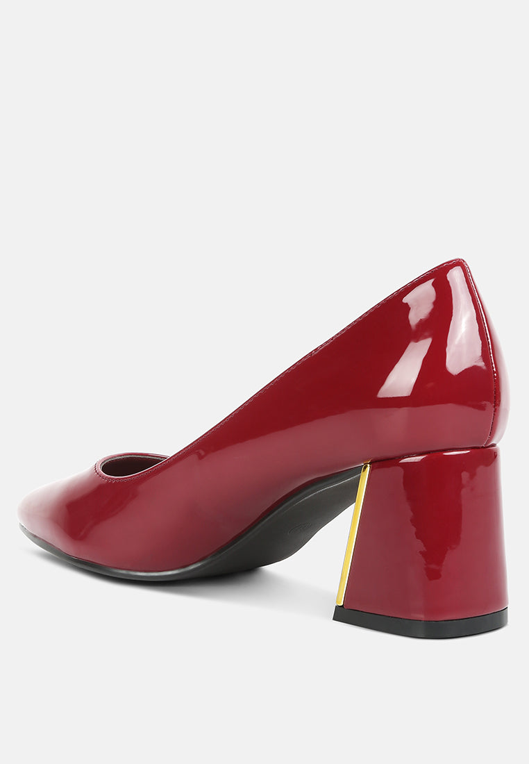 women metallic accent block heel pumps#color_burgundy