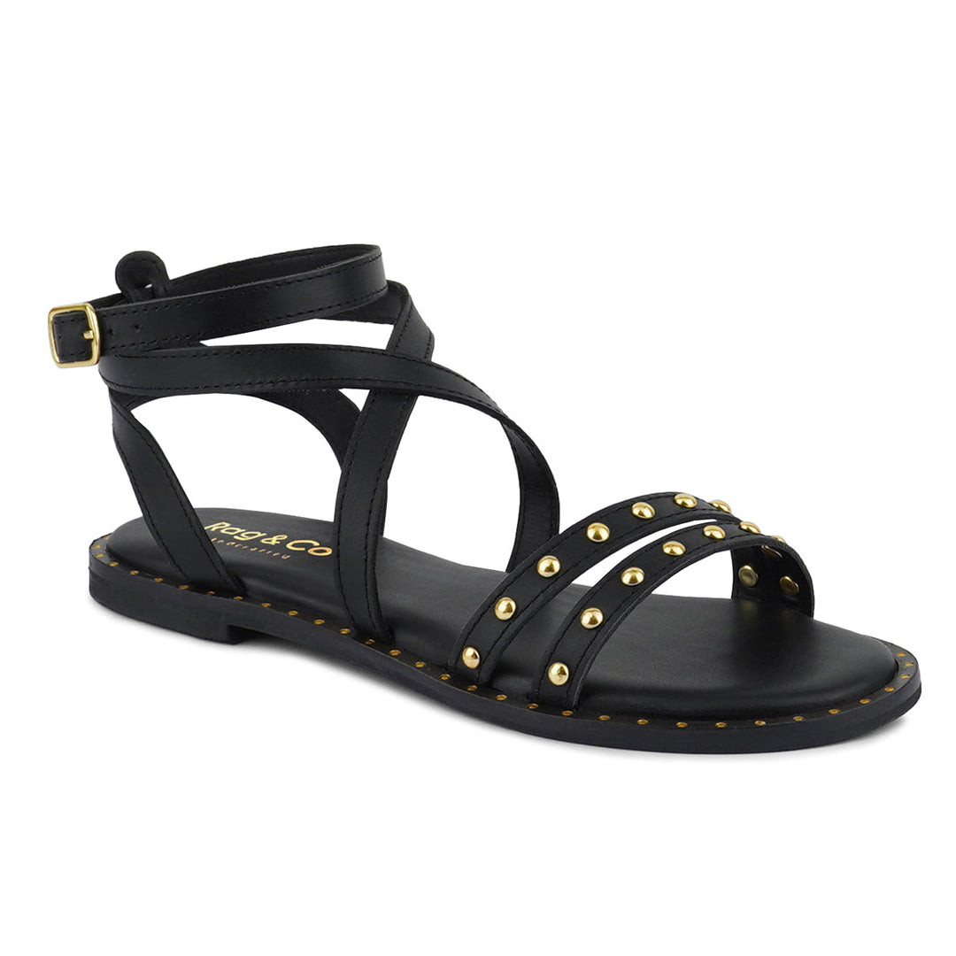 corriane studs embellishment strappy sandals#color_black