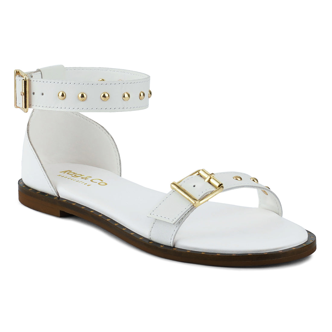 rosemary buckle straps flat sandals#color_white