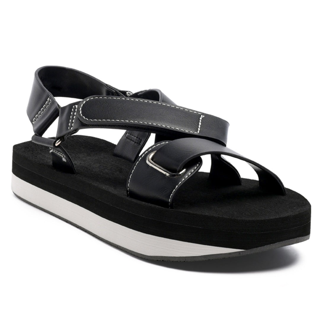 Stay Afloat Platform Sandals in Black - Black