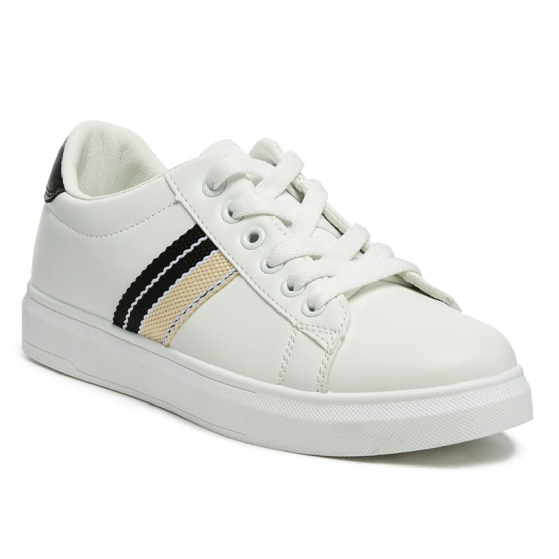 Evening Stroll Casual Active Sneaker in Black Stripes - Black