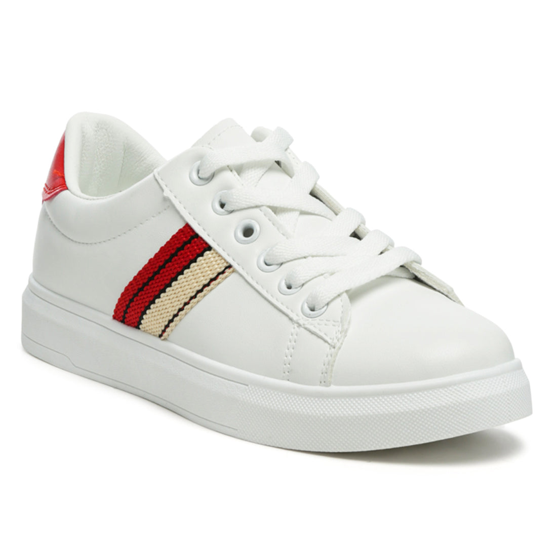 Evening Stroll Casual Active Sneaker in Red Stripes - Red