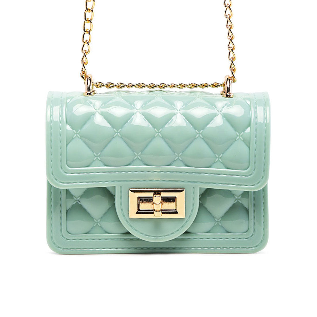 Sling Bag in Quilted Pattern - Mint Green