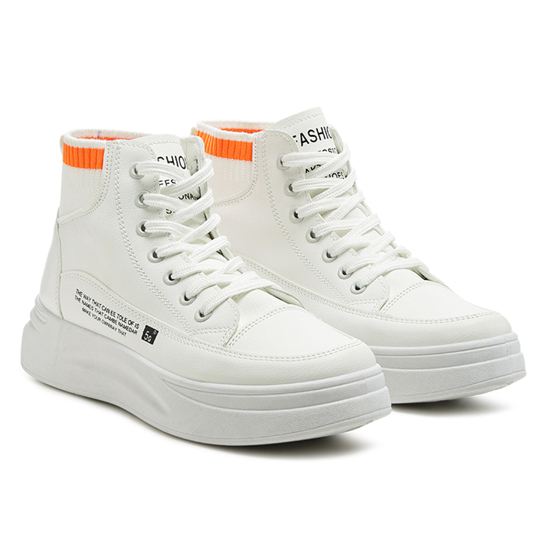 Elasticated Ankle Vintage Sneakers in White - White