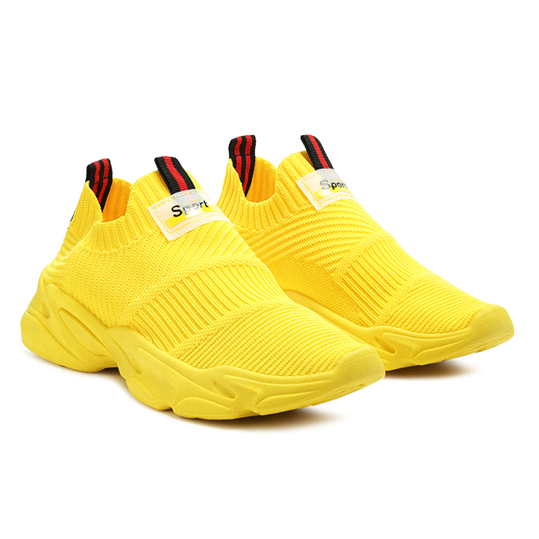 Active Knitted Running Shoes in Yellow - Yellow