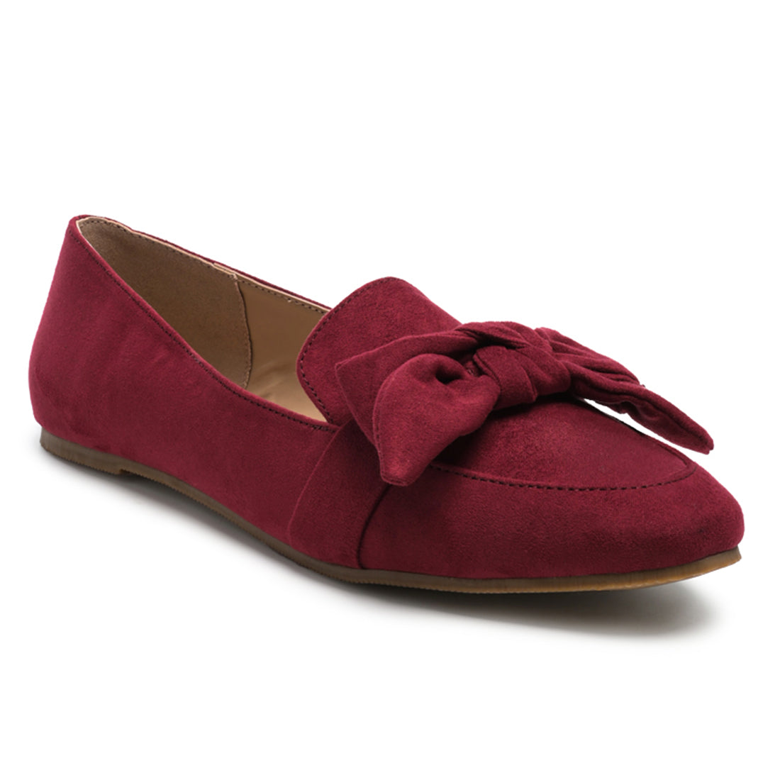 Pointed Toe Loafers in Burgundy - Burgundy