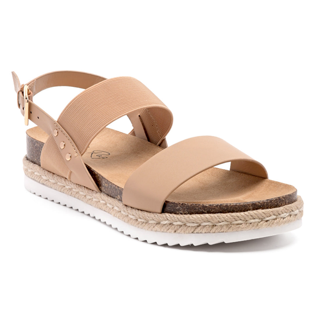 Espadrille Detail Everyday Sandals in Nude - Nude