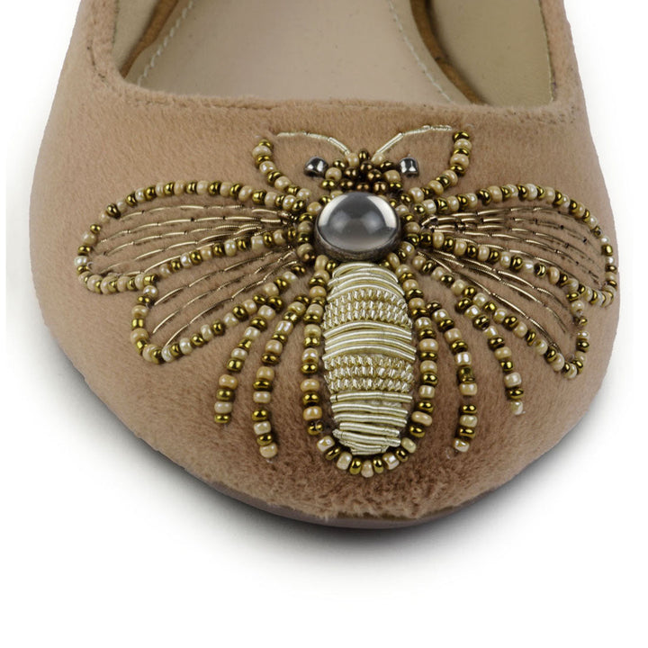 Beige Garden Fly Suede Ballerinas - Beige