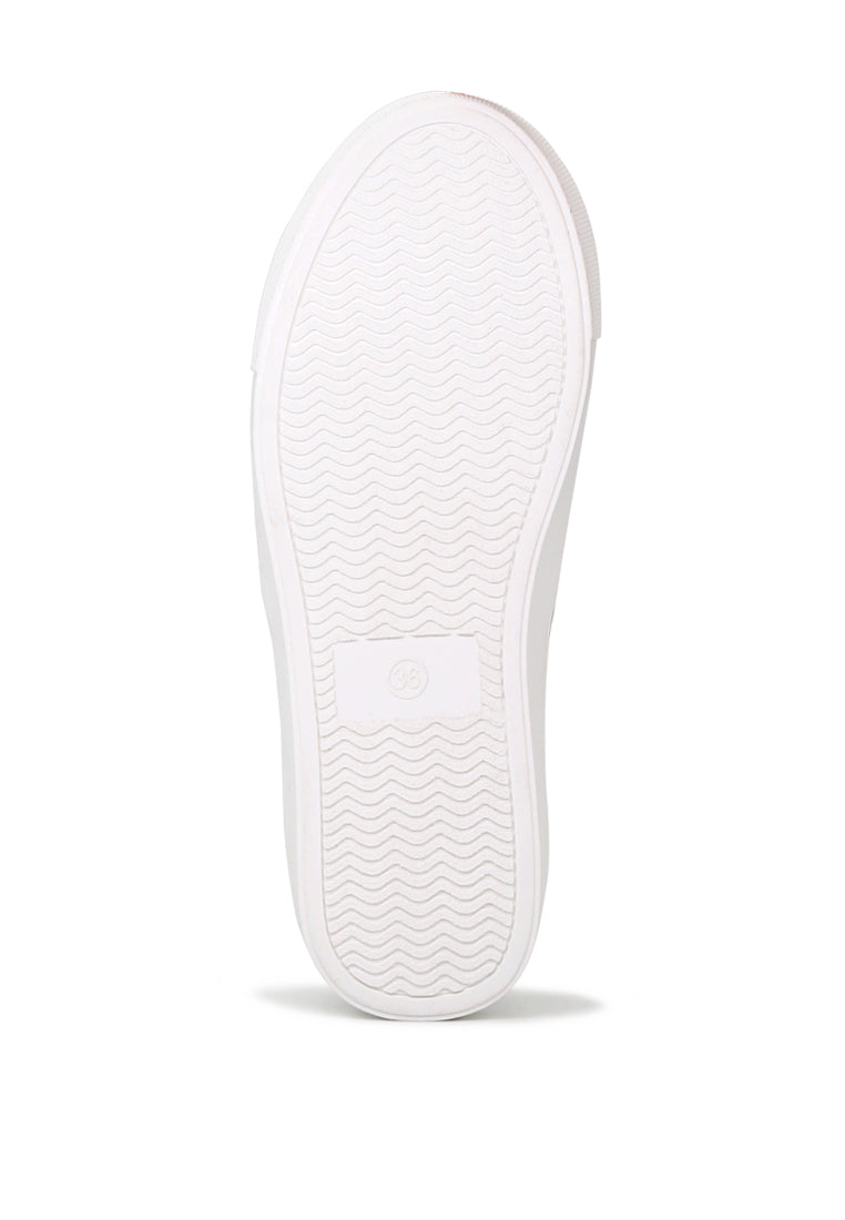 White Yes Print Slip-On Sneakers - White