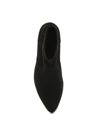 Black Mid Heel Boots - Black