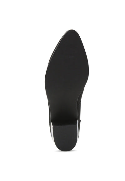 Black Mid Heel Boots - Black