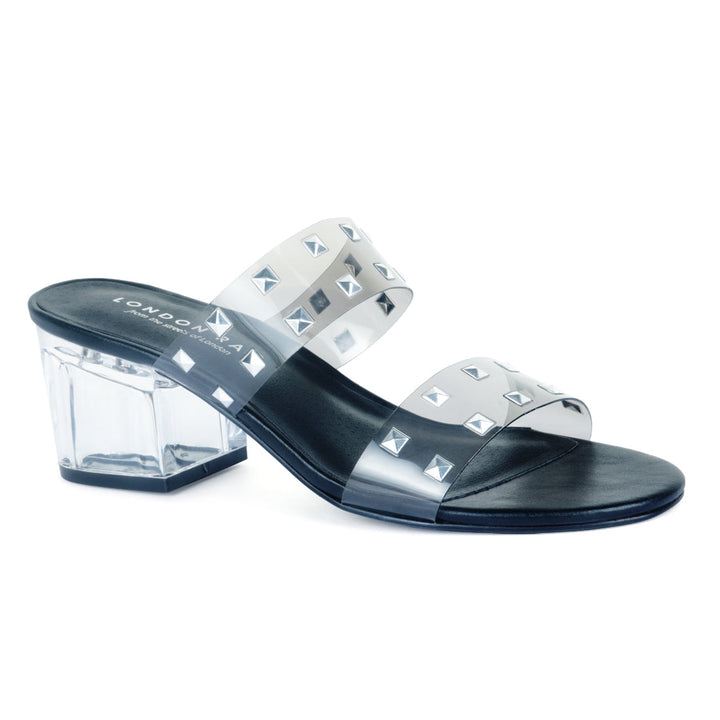 Black Transparent Heel Stud Slip-On Sandal