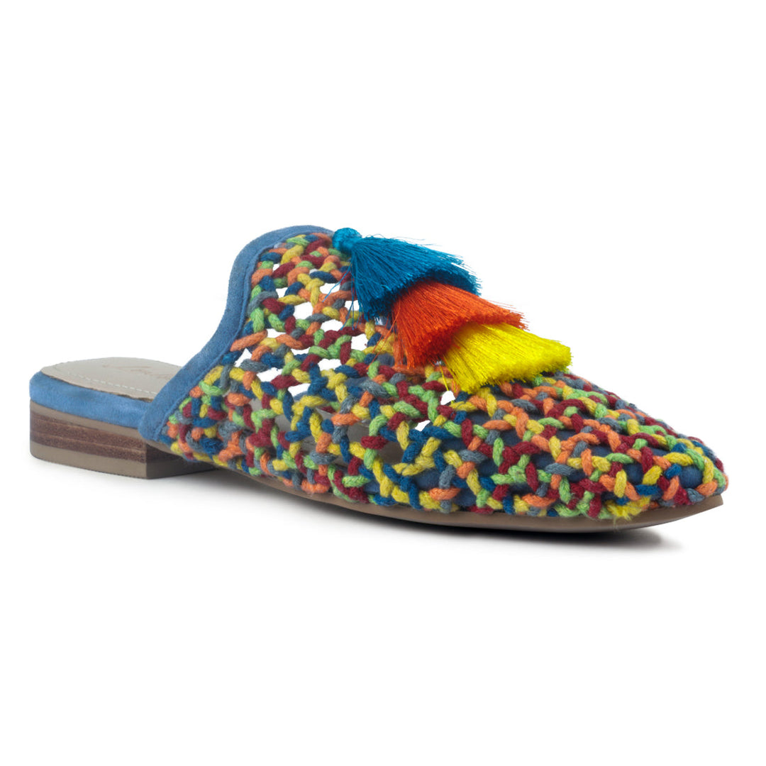 Multicolor Flat Mules With Tassels - Multicolor