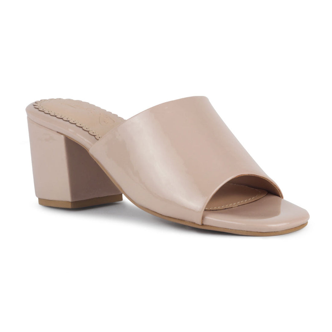 Nude Slip-On Block Heel Sandal - Nude