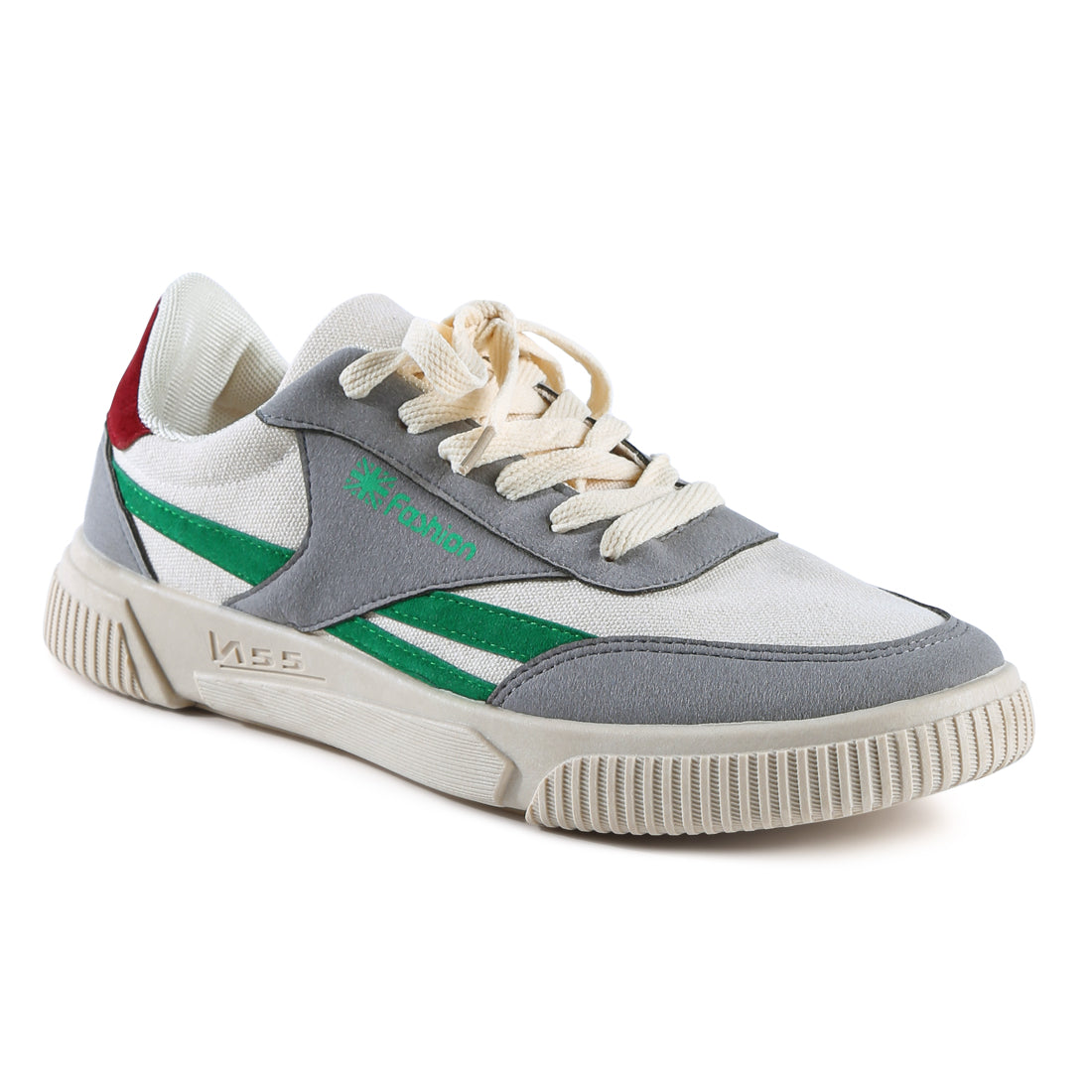 Green Stripes Classic Lace-Up Sneakers