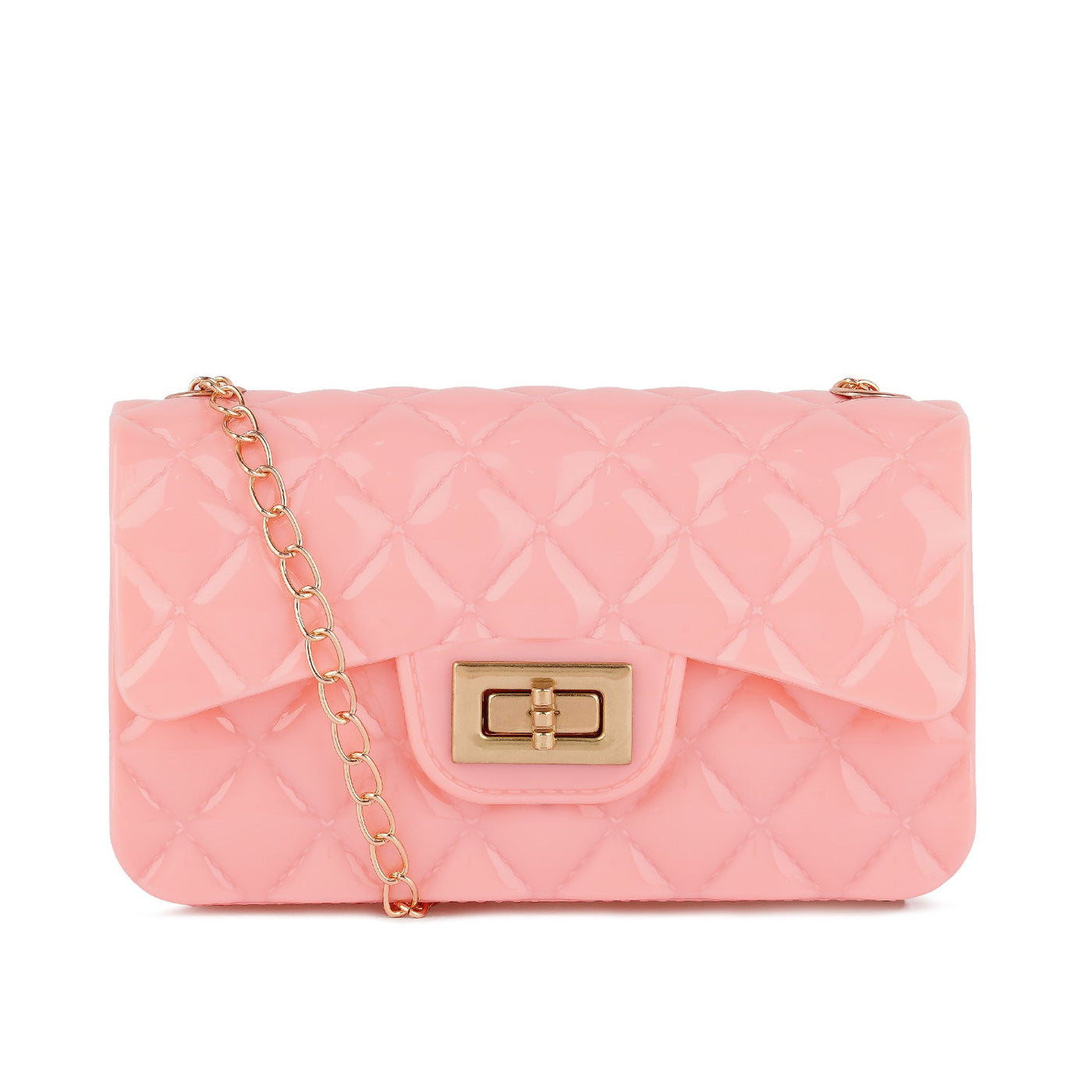 Jelly Quilted Rectangular Sling Bag in Pink