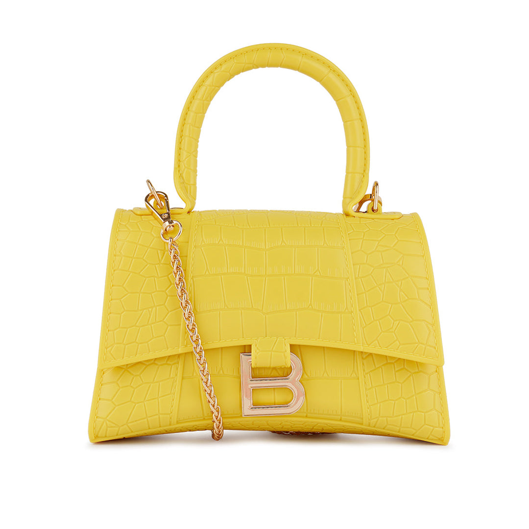 Croc Textured Mini Handbag in Yellow