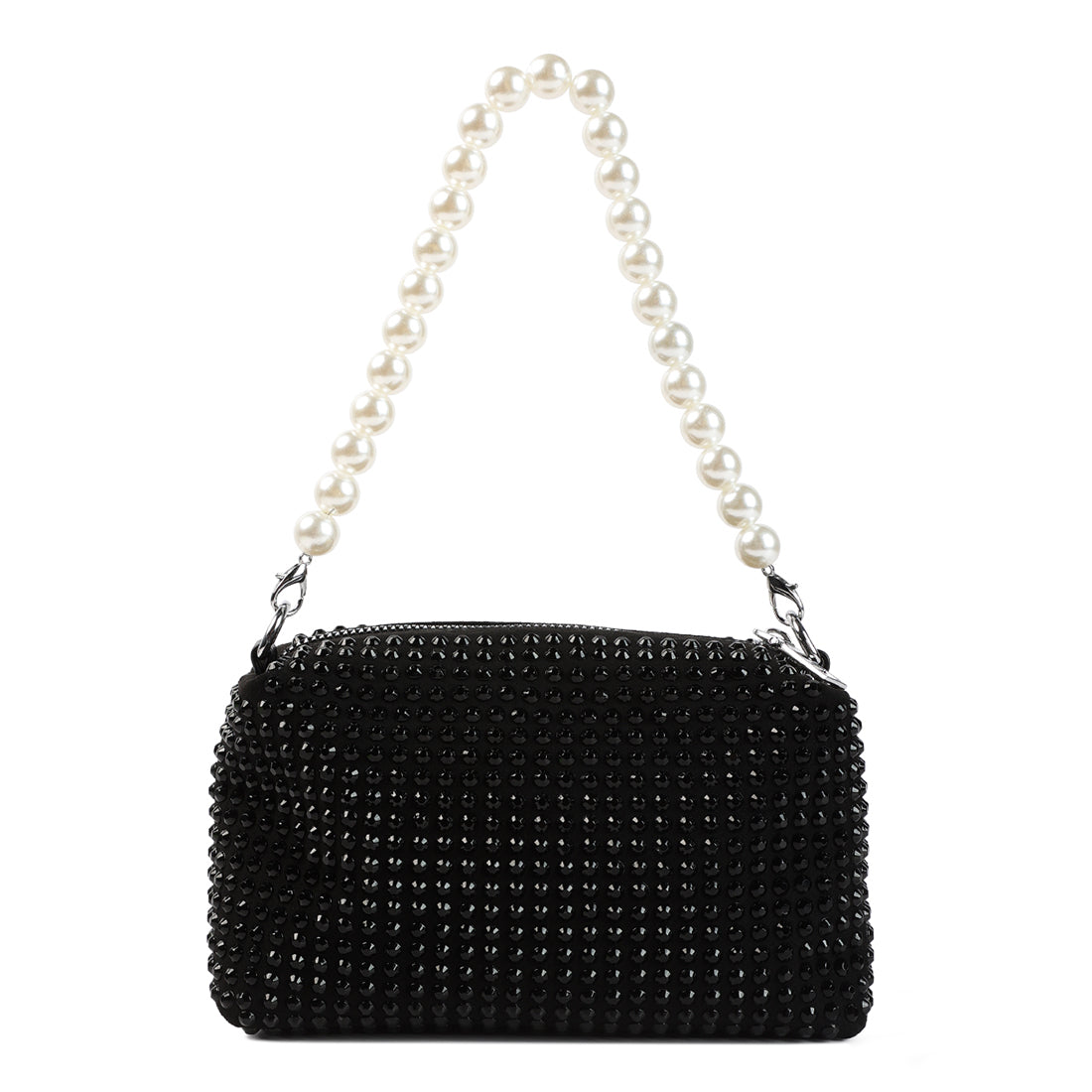 Black Full Studded Pearl Strap Mini Bag