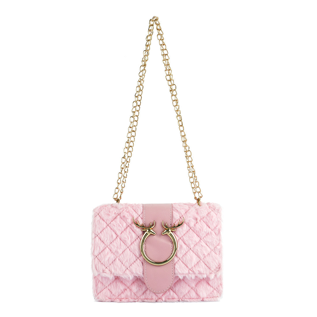 furry mini sling bag#color_pink