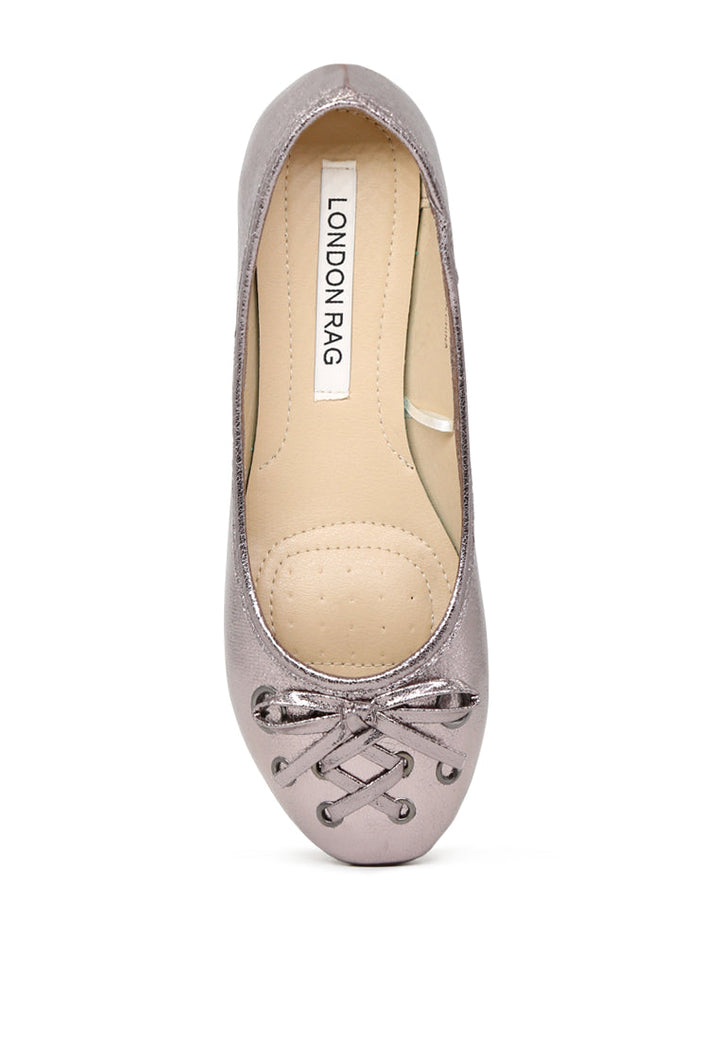 Pewter Velvet Ballerinas - Silver