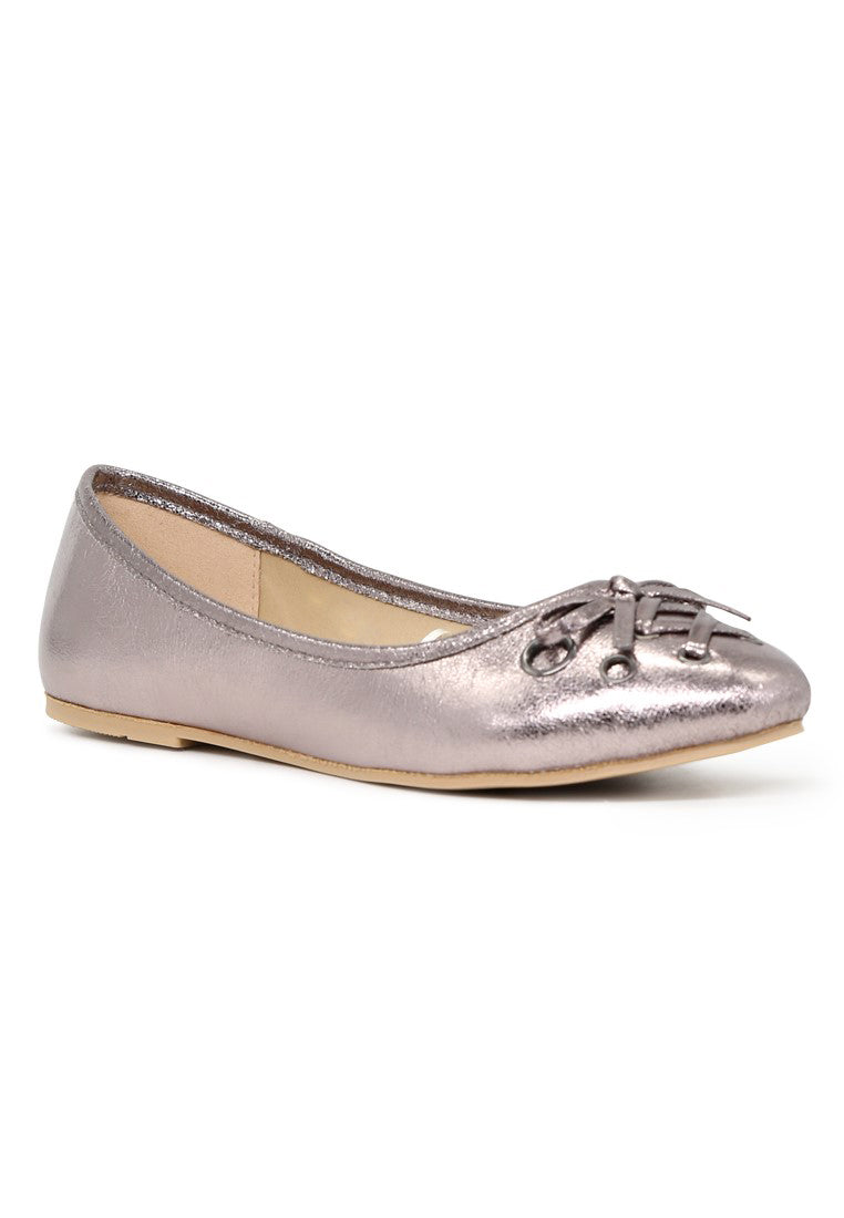 Pewter Velvet Ballerinas - Silver