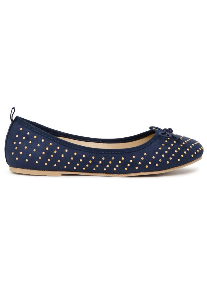 Navy Velvet Ballerinas - Blue