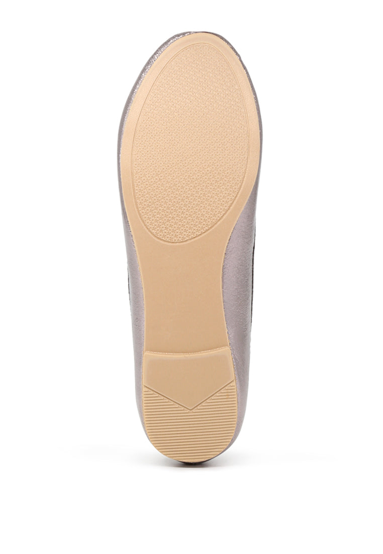 Pewter Velvet Ballerinas - Silver