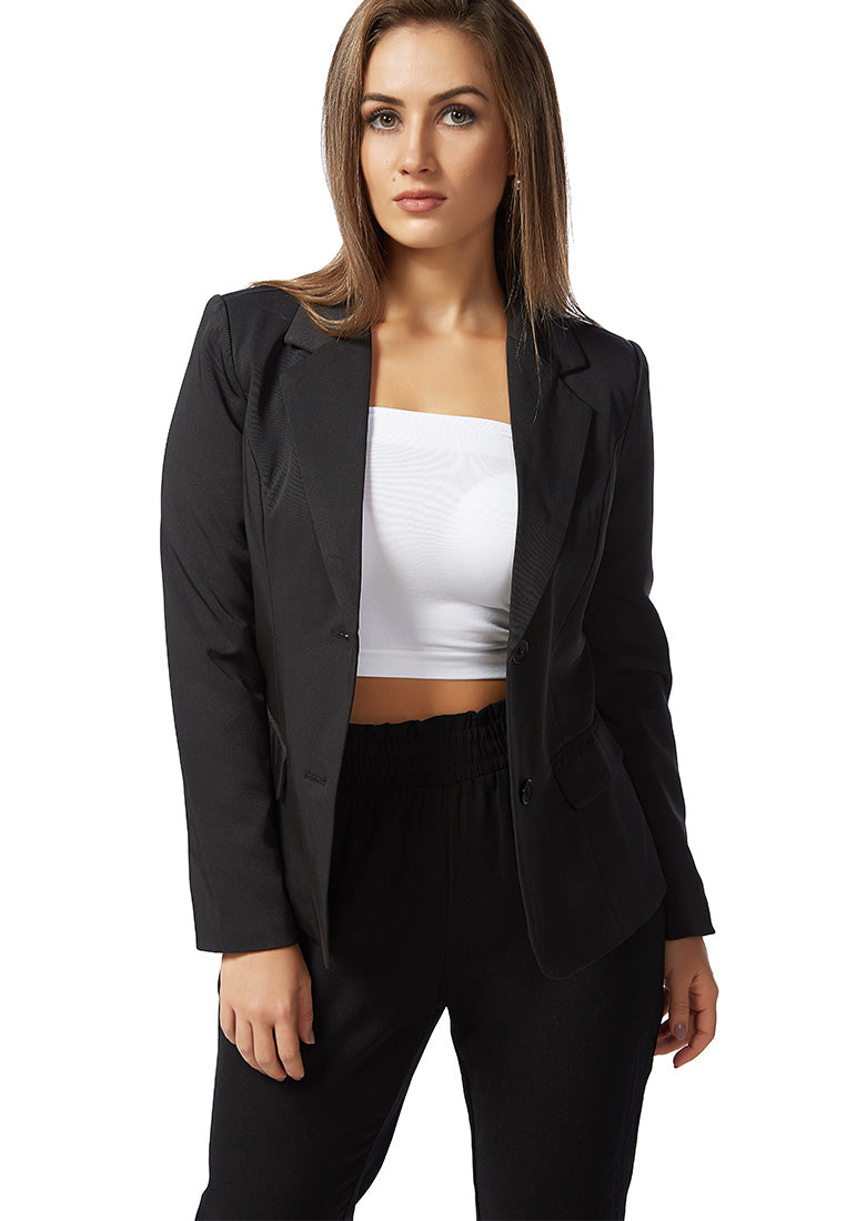 Slim Fit Black Blazer - Black