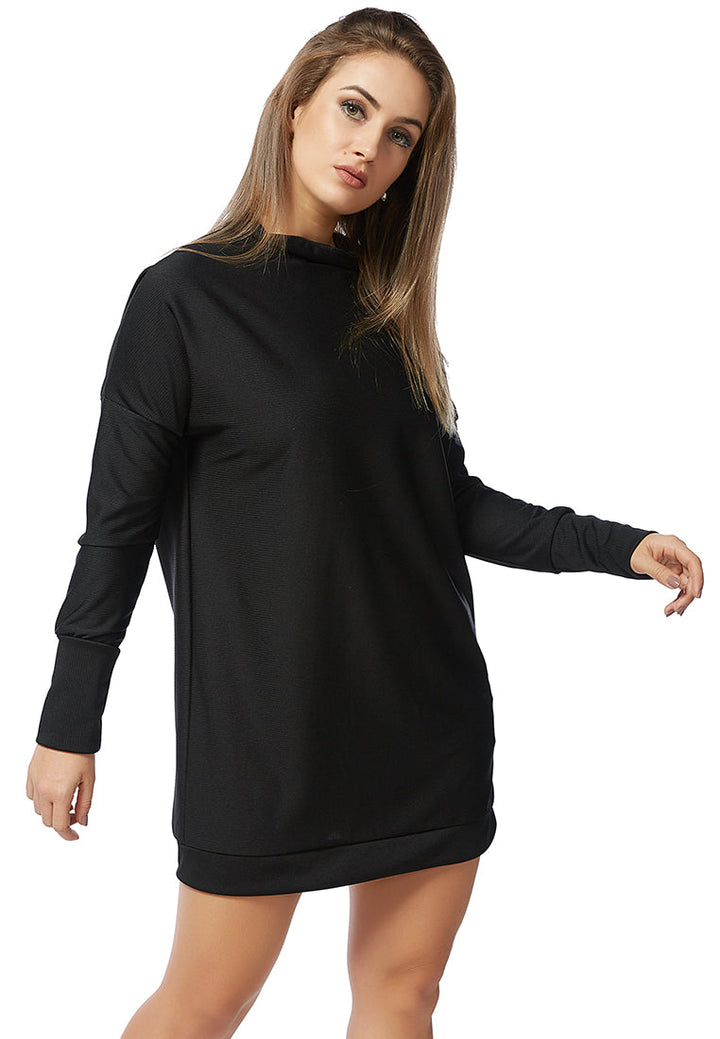 Black Drop Shoulder Dress - Black